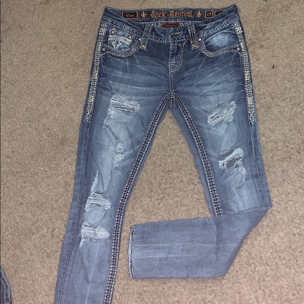 Women Rock Revival Ripped Skinny Jean